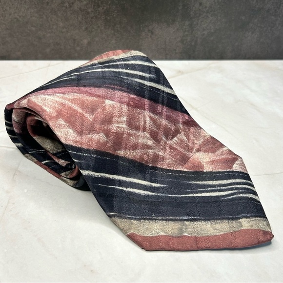 Zylos 58” Silk Men's Tie in Black, Cream, and Brown - Picture 1 of 3